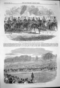 Original Old Antique Print 1864 Hyde Park Prince Wales Derby Horse Racing Sport