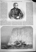 Original Old Antique Print 1864 John Watson Gordon Arts Ship Standard Iceberg