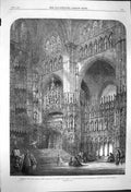 Original Old Antique Print 1864 Chapel High Altar Cathedral Toledo Architecture