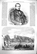 Original Old Antique Print 1864 King Wirtemberg Cricket Eton Winchester College