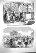 Original Old Antique Print 1864 Prince Wales London Hospital Archery Alexandra