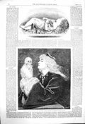 Old Antique Print 1864 Boy Asleep Sculpture Munro Fluffy Dog Jopling Art 19th