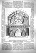 Old Antique Print 1864 Monument Prince Consort Whippingham Church Wight 19th