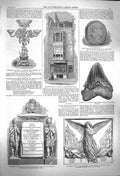 Original Old Antique Print 1864 Milton House Barbican Monument Paul'S Edinburgh