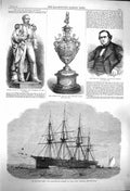 Old Antique Print 1864 Ship Achilles Chatham Clifden Stevenson Normandy 19th