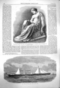 Original Old Antique Print 1864 Task Erinna Greek Poetess Sculpture Lizzie Ship