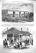 Original Old Antique Print 1864 Tarradale Viaduct Australia Post Office Zealand