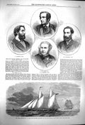 Original Old Antique Print 1864 West Hartley Schooner Cooke Stephens Leighton