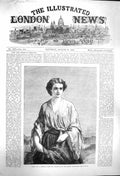 Original Old Antique Print 1864 Portrait Ruth Beautiful Lady Johnston Victorian