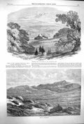 Old Antique Print 1864 Gardens Invercauld Arms Braemar Castle Lochnagar 19th