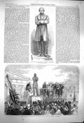 Old Antique Print 1864 Statue Lewis Hereford Lord Palmerston Inaugurating 19th