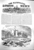 Original Old Antique Print 1864 Highland Clanns Braemar Castle Prince Wales