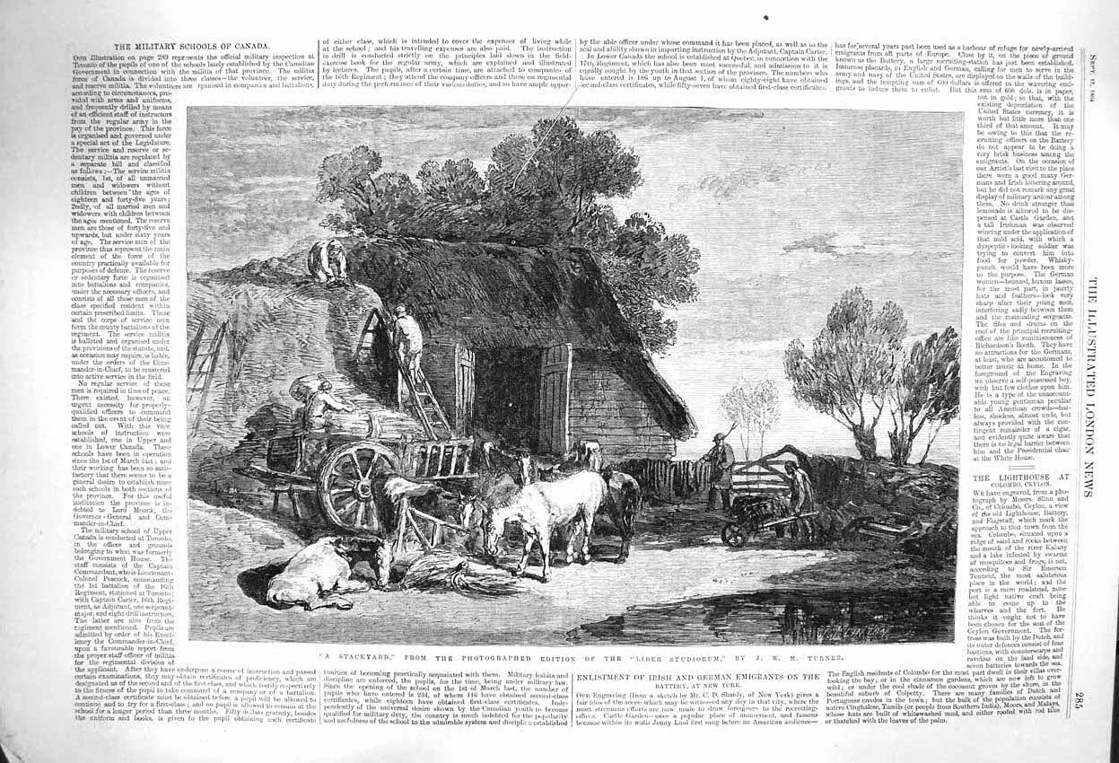 Original Old Antique Print 1864 Stackyard Farming Agriculture Liber Studiorum