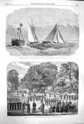 Old Antique Print 1864 Yacht Race Torpid Solent Canadian Military School 19th