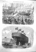 Original Old Antique Print 1864 Prince Wales Elsinore Osman Ghazy Ship Glasgow