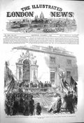 Original Old Antique Print 1864 Wilts Volunteers Wilton House Lord Palmerston