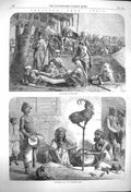 Original Old Antique Print 1864 India Milkwomen Camp Performing Goat Natives