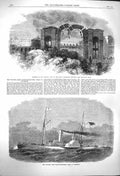 Original Old Antique Print 1864 Colonel Lamb Liverpool Great Exhibition Arch
