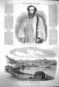 Original Old Antique Print 1864 Rev. Bromby Bishop Tasmania Hammerfest Norway