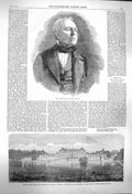 Old Antique Print 1864 Walter Savage Landor Prine Wales Sweden Ulricksdal 19th