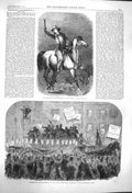Original Old Antique Print 1864 Presidential Electioneering New York America