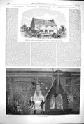 Old Antique Print Ref.53 1864 Stephenson Locomotive Manufactory Newcastle