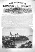 Original Old Antique Print 1864 Prince Wales Sweden Palace Gripsholm Malar Lake