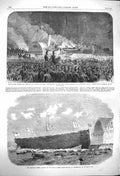 Original Old Antique Print 1864 Prince Wales Sweden Osborne Ship Royal Alfred
