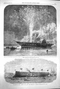 Old Antique Print 1864 Prince Wales Denmark Ship Osborne Lord Clyde Ram 19th