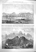 Original Old Antique Print 1864 Town Ajaccio Corsica Mountains Antoine Napoleon