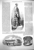 Antique Old Print *3937 1864 Statue Prince Albert Salford Rifle Barracks Hull