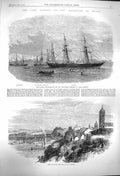 Old Antique Print 1864 Bahia Gardens Brazil War Ship Florida Wachusetts 19th