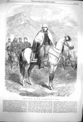 Antique Old Print *3938 1864 Marshal Bazaine French Commander-In-Chief Mexico