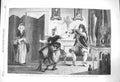 Old Antique Print 1864 Le Bourgeois Gentilhomme Man Lady Fencing Leslie 19th