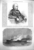 Old Antique Print 1864 Portrait M'Culloch Fire United States Ship Roanoke 19th