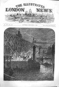 Original Old Antique Print 1864 Demonlition Blackfriars Bridge London Fine Art