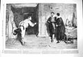 Original Old Antique Print 1864 Puritan Struggle Honour Consceince Sword Letter