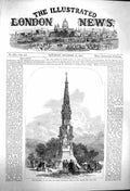 Original Old Antique Print 1864 Monument George Cornewall New Radnor Victorian