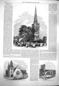 Original Old Antique Print 1864 Oundle Church Northamptonshire School Aberdeen