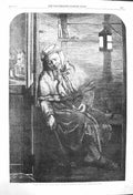 Original Old Antique Print 1864 Lucas Fine Art Man Sleeping Stable Victorian