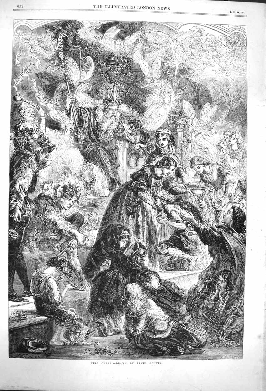 Original Old Antique Print 1864 King Cheer James Godwin Royalty Costumes 19th