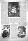 Old Antique Print 1864 Granville Bear Hacco Dwarf Maud Robert Child Rocks 19th