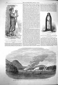 Old Antique Print 1864 Boats Ship Sutlej Indian Village Vancouver Indian 19th