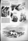 Original Old Antique Print 1865 Toledo Tagus Convent Sword Manufactory Puerta