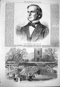 Original Old Antique Print 1865 Professor Boole Queen'S College Cork Cathedral