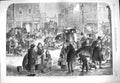 Original Old Antique Print 1865 Hard Frost Scene London Streets Winter 19th