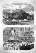 Original Old Antique Print 1865 Fort Dalimkote Bhootan German Gymnastic Hall