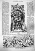 Original Old Antique Print 1865 Altarpiece Terra-Cotta Orgagna Liverpool Bronze
