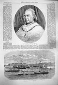 Original Old Antique Print 1865 Cardinal Wiseman Five Steamers Ships Liverpool