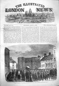 Original Old Antique Print 1865 Funeral Duke Northumberland Bondgate Alnwick